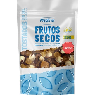 mezcla de frutos secos tostados sin sal y sin gluten bolsa 100 g - Medina