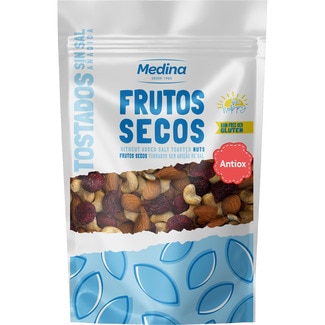 mezcla de frutos secos tostados sin sal y sin gluten bolsa 100 g - Medina