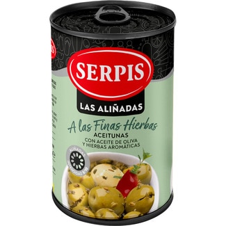 aceitunas aliñadas con aceite de oliva y hierbas aromáticas Las Aliñadas lata 130 g neto escurrido - Serpis