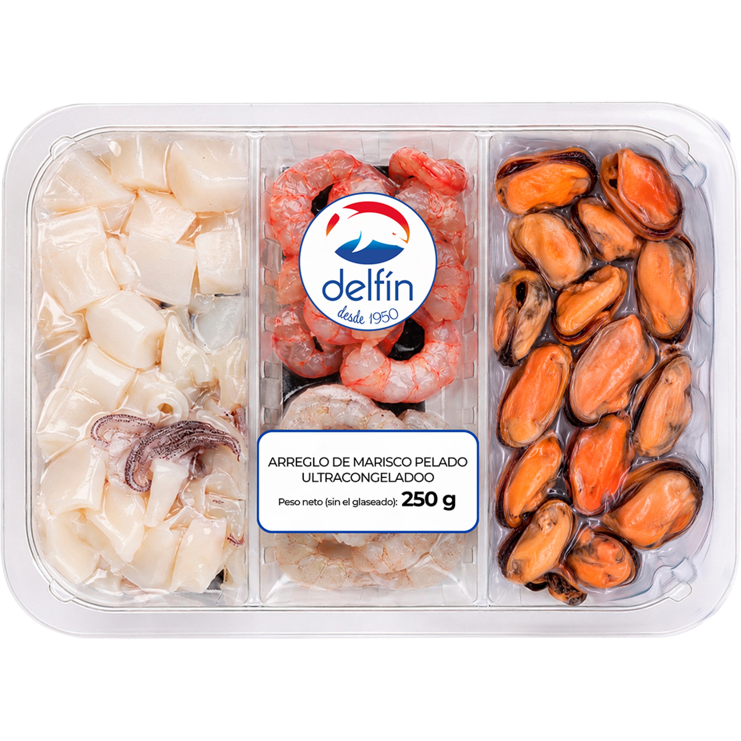 arreglo de marisco pelado bandeja 250 g