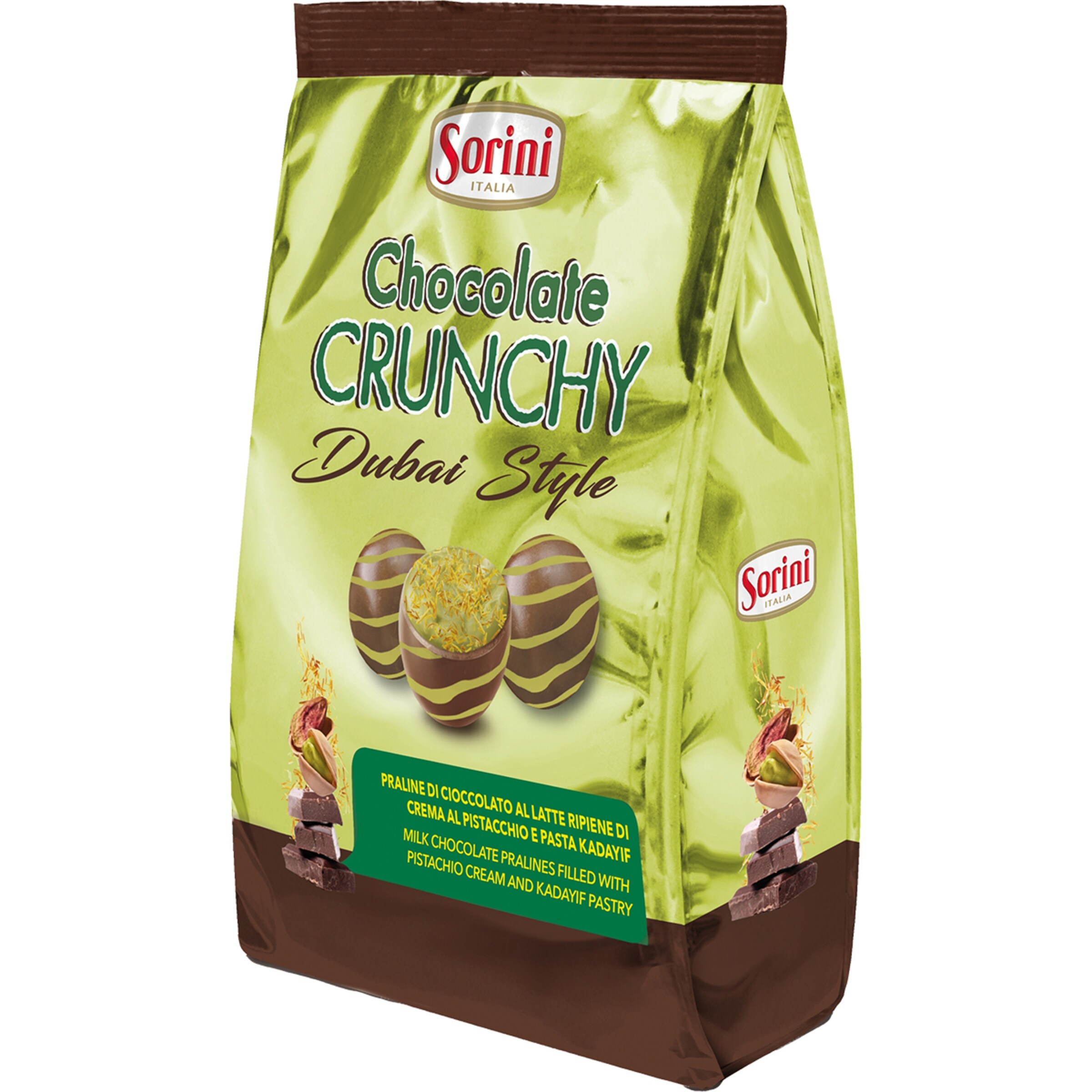 bombones de chocolate con leche rellenos de crema de pistacho Dubai style bolsa 200 g