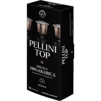 Top café mezcla 100% arábica intensidad 6 estuche 10 cápsulas compatibles con máquinas Nespresso - Pellini