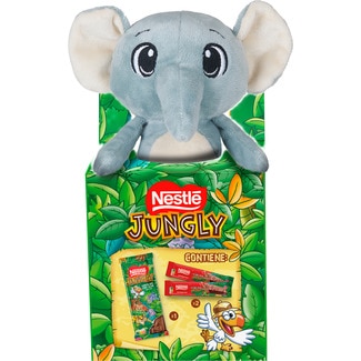 1x tableta de chocolate + 1x barrita chocolate Extrafino y 4 chocolatinas 155 g con peluche surtido según existencias - Nestle Jungly