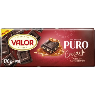 chocolate puro crocanti con avellanas caramelizadas tableta 170 g - Valor