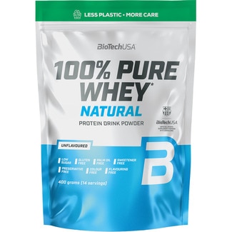 proteína en polvo Whey sabor neutro bolsa 400 g sin gluten - Biotech Usa