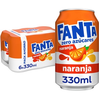 refresco de naranja sin azúcar con gas pack 6 latas 33 cl - Fanta Zero
