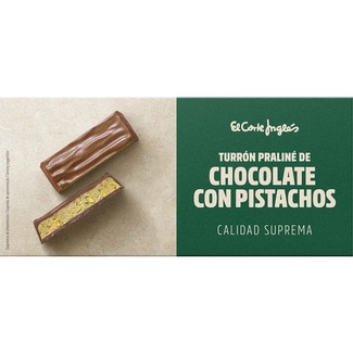 turrón de chocolate con pistacho estuche 200 g - El Corte Ingles