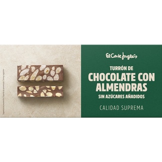 turrón de chocolate con almendras sin azúcares añadidos Sin Gluten Calidad Suprema estuche 200 g - El Corte Ingles