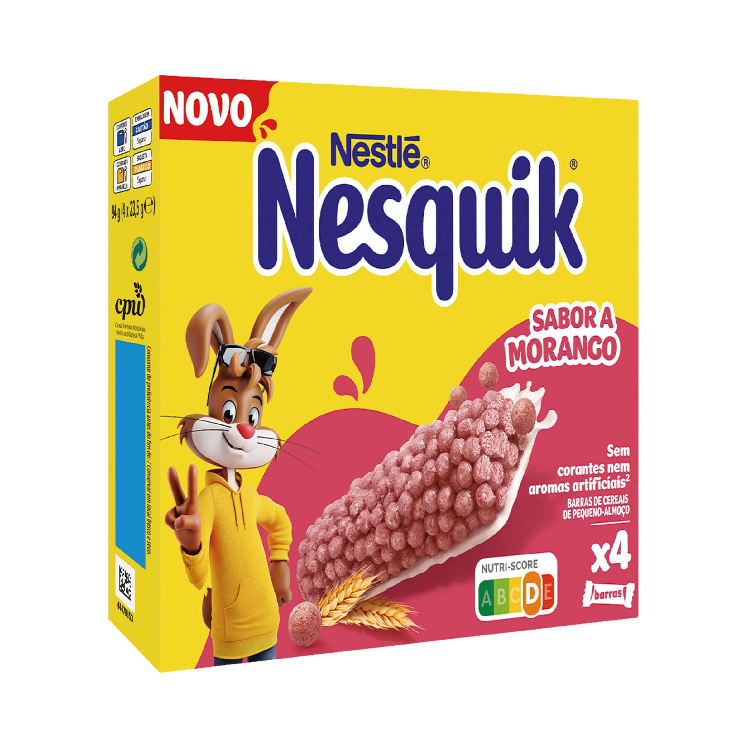Barras de Cereais Morango Nesquick Pack 4unidades embalagem 23,5 g