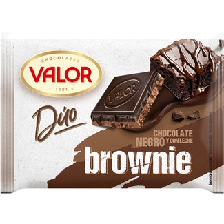 Duo chocolate negro y con leche con trozos de Brownie tableta 130 g - Valor