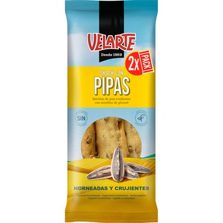 snacks de pan crujiente con pipas pack 2 bolsas 14 g - Velarte