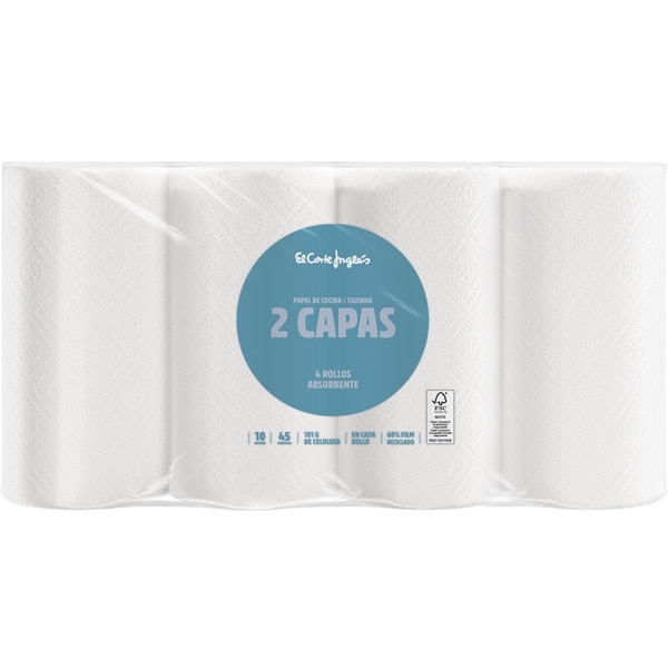 papel de cocina 2 capas envase 4 rollos