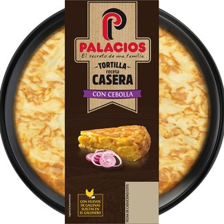 tortilla de patata casera con cebolla y AOVE sin gluten sin lactosa envase 650 g - Palacios