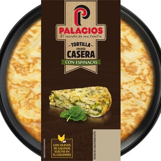 tortilla de patata casera con espinacas y AOVE sin gluten sin lactosa envase 300 g - Palacios