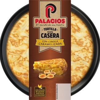 tortilla de patata casera con cebolla caramelizada y AOVE envase 600 g sin gluten sin lactosa - Palacios
