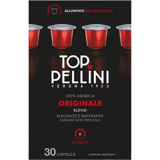 Top café mezcla 100% arábica intensidad 6 estuche 30 cápsulas compatibles con máquinas Nespresso - Pellini