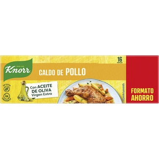 caldo de pollo sin gluten con un toque de aceite de oliva virgen extra 12 pastillas estuche 120 g - Knorr