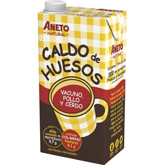 caldo de huesos de vacuno, pollo y cerdo sin gluten y sin lactosa brik 1 l - Aneto