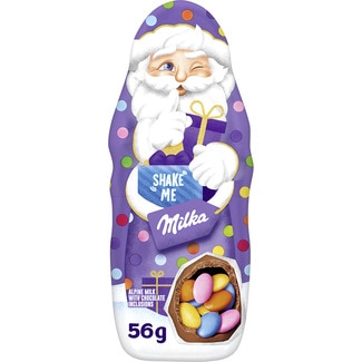 Papá Noel de chocolate con leche relleno de grageas unidad 56 g - Milka