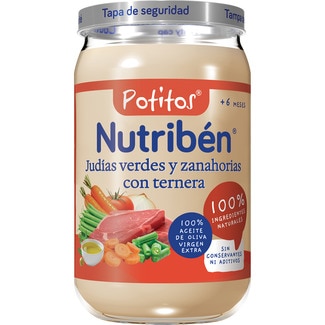 Potitos tarrito judías verdes y zanahorias con ternera desde 6 meses tarro 235 g sin gluten - Nutriben