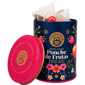 infusión con sabor a ponche de frutas manzana, canela y flor de hibisco Edición Limitada lata 15 bolsitas - Pompadour