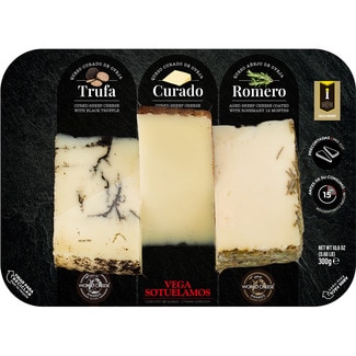 tabla de quesos de oveja curados y añejo Trufa, Curado y Romero envase 300 g - Vega Sotuelamos