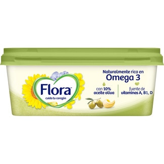margarina rica en omega 3 al toque de aceite de oliva sin aceite de palma tarrina 225 g sin gluten sin lactosa - Flora