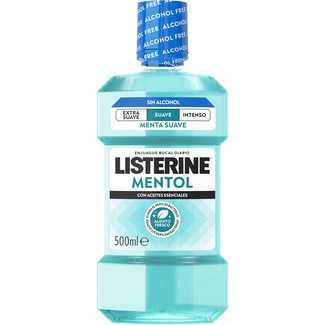 enjuague bucal Mentol sabor suave zero alcohol frasco 500 ml - Listerine