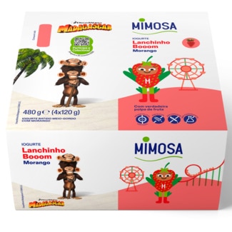 Iogurte Fruta Batida Morango Lanchinho Booom Pack 4 embalagem 125 g - Mimosa