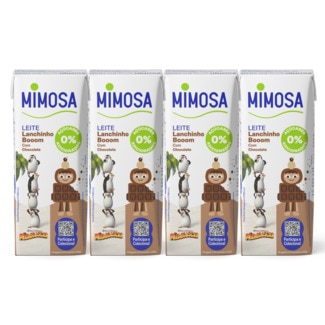 Leite Chocolate Lanchinho Booom Pack 4 unidades embalagem 200 ml - Mimosa
