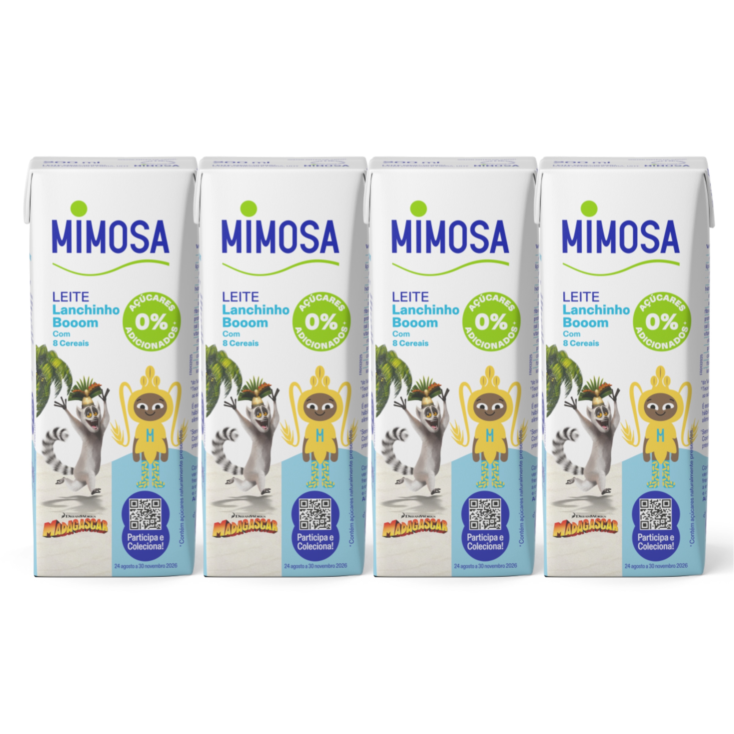 Leite 8 Cereais Lanchinho Booom Pack 4 unidades embalagem 800 ml