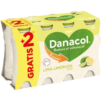 sabor lima y limón 0% azúcares añadidos sin gluten pack 6 unidades 100 g - Danone Danacol