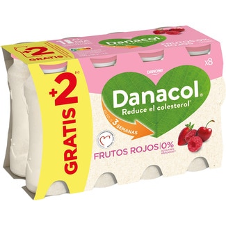 sabor frutos rojos 0% azúcares añadidos sin gluten pack 6 unidades 100 g - Danone Danacol