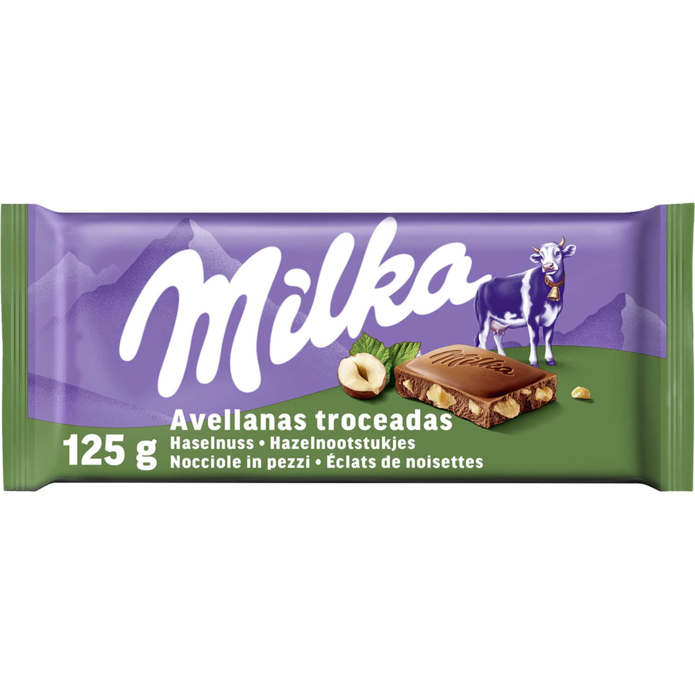 chocolate con leche y avellanas troceadas tableta 125 g