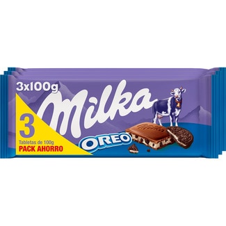chocolate con leche relleno de galleta Oreo pack 3 envases 100 g - Milka