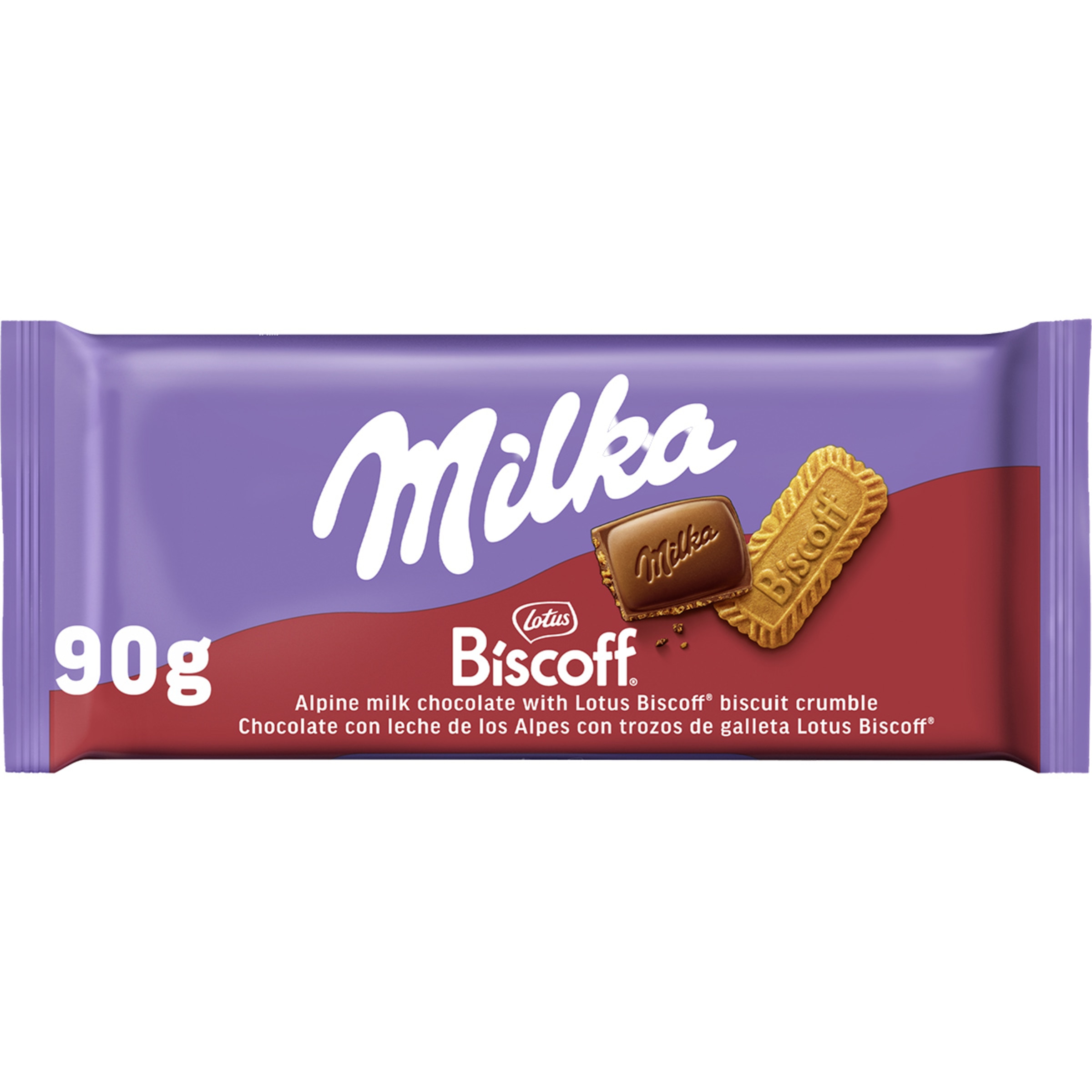 Lotus Biscoff chocolate con leche de los Alpes con trozos de galletas tableta 90 g