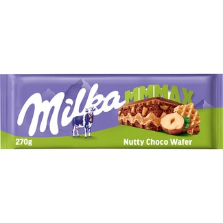 MMMAX chocolate con leche, barquillo y avellanas tableta 270 g - Milka