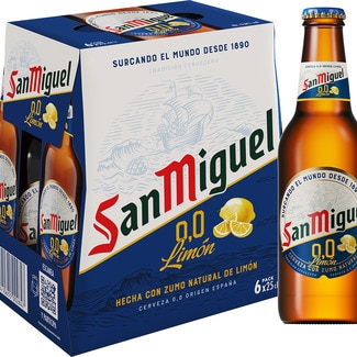 cerveza rubia sin alcohol Radler con zumo natural de limón pack 6 botellas 25 cl - San Miguel 0,0