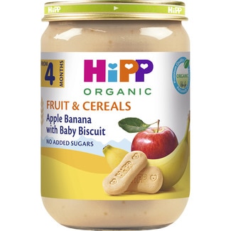 tarrito de manzana y plátano con galletas ecológico desde 4 meses envase 190 g sin azúcares añadidos - Hipp Biologico