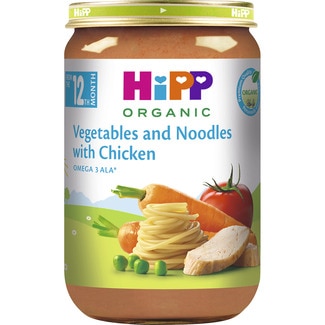 Menú Grandullón tarrito de verduras con pasta y pollo ecológico desde los 12 meses envase 220 g - Hipp Biologico