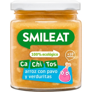 Cachitos tarritos de arroz con pavo y verduritas ecológico desde 10 meses envase 220 g - Smileat