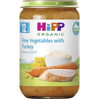 Menú Grandullón tarrito de verduritas con pavo con trocitos ecológico desde 12 meses envase 220 g sin gluten - Hipp Biologico