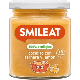 tarrito de cocidito con ternera y jamón ecológico desde 6 meses envase 220 g - Smileat