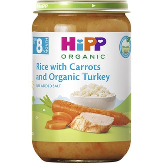 tarrito de arroz con zanahorias y pavo ecológico desde 8 meses tarro 220 g sin sal añadida - Hipp Biologico