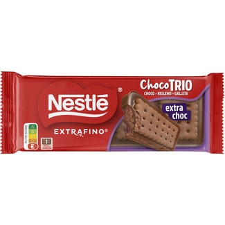Choco Trio chocolate con leche relleno y con galleta extra choc tableta 90 g - Nestle Extrafino
