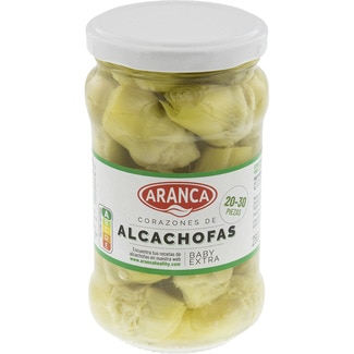 corazones de alcachofa baby extra 20-30 piezas frasco 165 g neto escurrido - Aranca