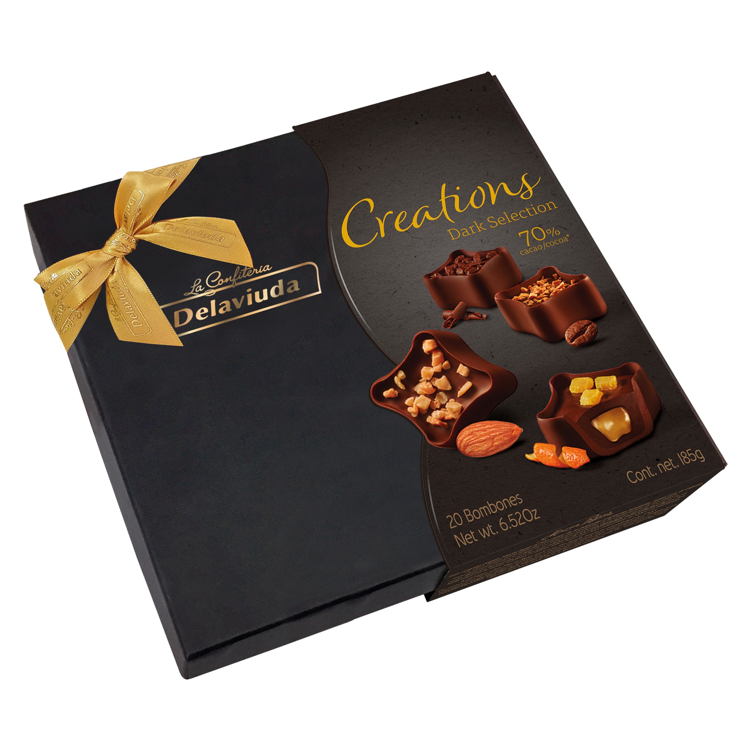 Bombons de Chocolate 70% Preto Creations embalagem 185 g