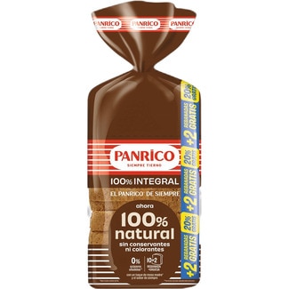 pan de molde integral 100% natural bolsa 410 g 0% azúcares añadidos - Panrico