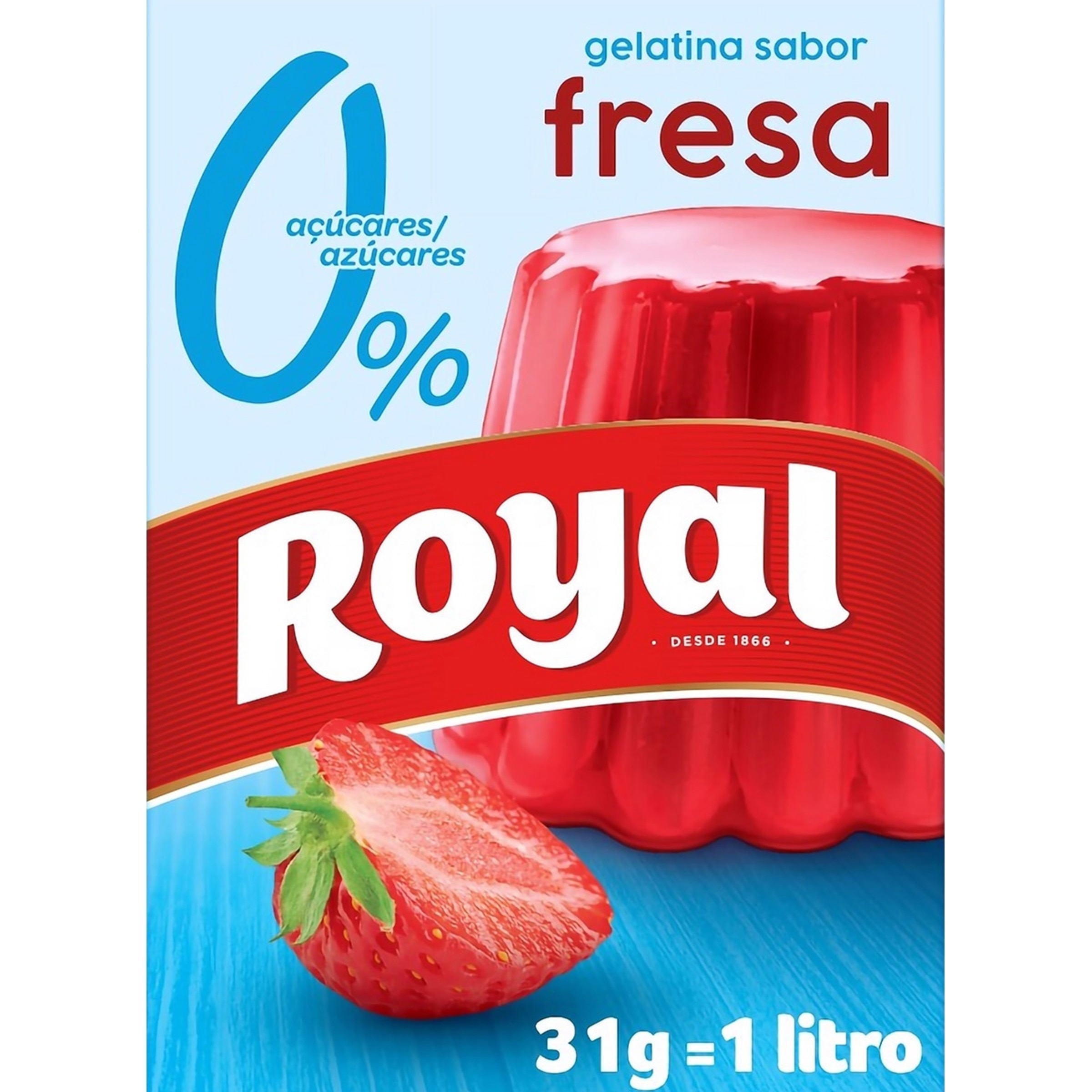 Gelatina de Morango 0% açúcares embalagem 31 g
