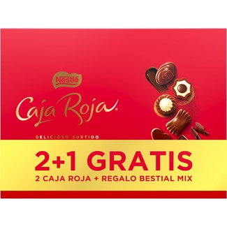 bombones pack compuesto de 2 Caja Roja surtido bombones 197 g + Nestlé Bestial Mix 192 g estuche 583 g - Nestle Caja Roja